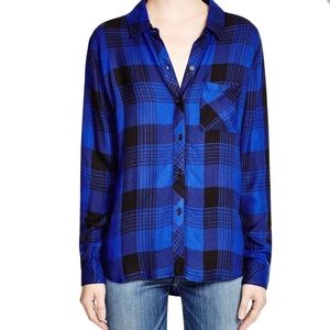 Rails Hunter plaid shirt in cobalt blue and black